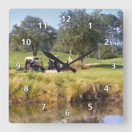 Golfers & Golf Clock Vierkante Klok (Voorkant)