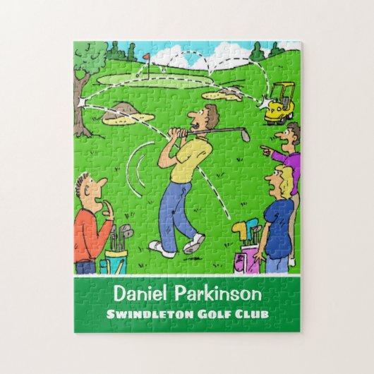 Golfer's Lucky Golf Shot Cartoon Legpuzzel (Verticaal)