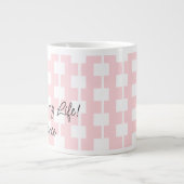 Golfers Mok, golfen is mijn leven! Roze wit vierka Extra Grote Beker (Voorkant)