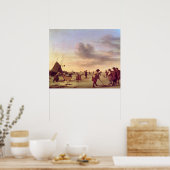 Golfers op het ijs bij Haarlem, 1668 Poster (Keuken)