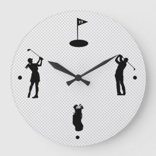Golfers Silhouetten Wandklok Grote Klok