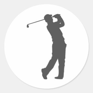 Golferspeler silhouette ronde sticker