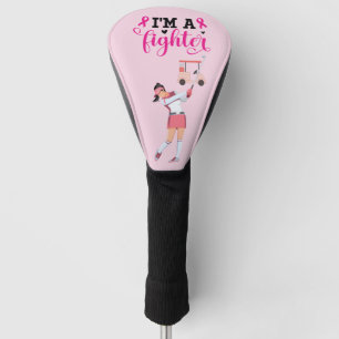 Golfervrouw in roze voor voorlichting over borstka golfheadcover