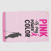 Golfervrouw over    roodborstkanker golfhanddoek (Horizontaal)