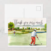 Golfeur en terrain de golf aquarelle carte de reme (Devant / Derrière)