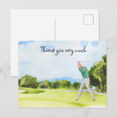 Golfeur en terrain de golf aquarelle carte de reme (Devant / Derrière)