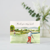 Golfeur en terrain de golf aquarelle carte de reme (Debout devant)