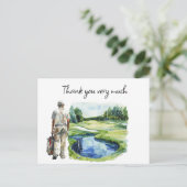 Golfeur en terrain de golf aquarelle carte de reme (Debout devant)