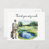 Golfeur en terrain de golf aquarelle carte de reme (Devant / Derrière)