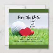 Golfeur Faire-part de mariage avec amour et balle (Recto)