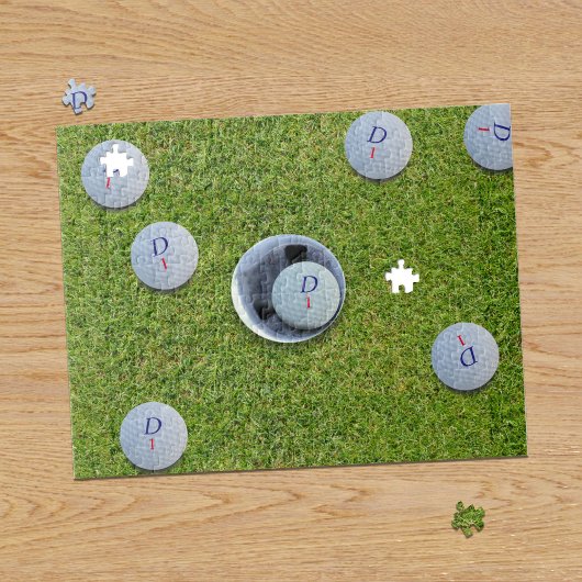 Golfeur Monogram Golf Balls Green Jigsaw Puzzle