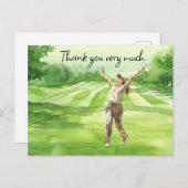 Golfeur sur terrain de golf aquarelle carte de rem (Devant / Derrière)