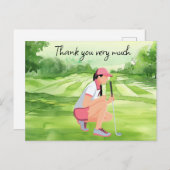 Golfeur sur terrain de golf aquarelle carte de rem (Devant / Derrière)