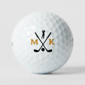 Golfeur Trèfles Croisés Balle de Golf | Monogramme (Recto)