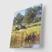 Golfeurs et horloge de terrain de golf (Angle)