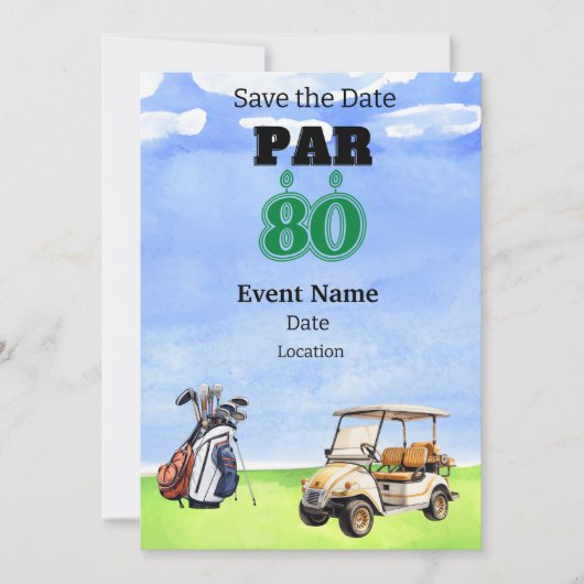 Golffeest 80e verjaardag Save the Date voor golfer Kaart (Voorkant)