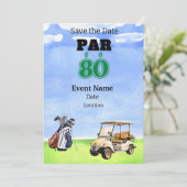 Golffeest 80e verjaardag Save the Date voor golfer Kaart (Staand voorkant)
