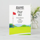 Golffeest 80e verjaardag Save the Date voor golfer Kaart (Staand voorkant)