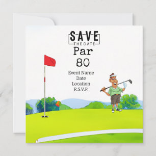 Golffeest 80e verjaardag Save the Date voor golfer Kaart