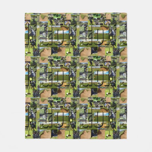 Golffoto Collage en Logo, Medium Fleece Deken (Voorkant)