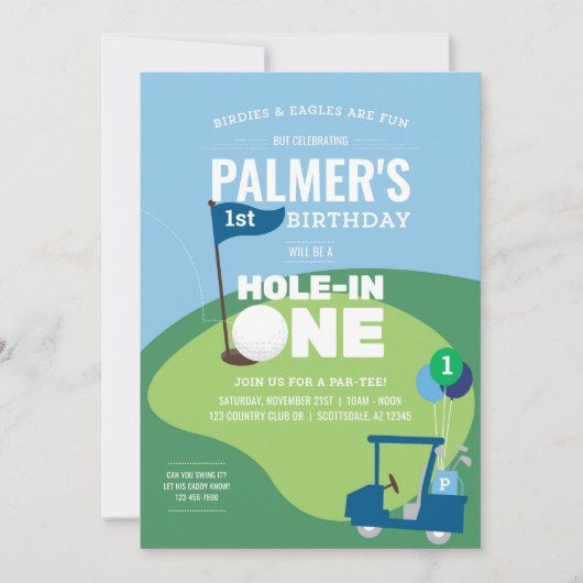 Golfgat in één verjaardagsuitnodiging kaart (Voorkant)