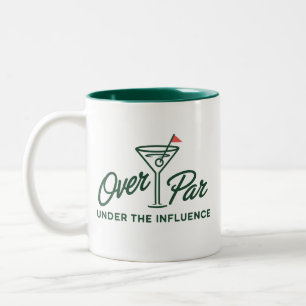 Golfgeschenk boven par en onder invloed golf tweekleurige koffiemok
