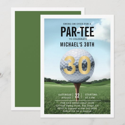 Golfgolfer Golfen Moderne Mannen 30e geboortedag Kaart (Voorkant / Achterkant)