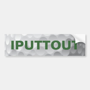 Golfgulden die een bumpersticker aanbrengen.