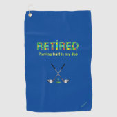 Golfhanddoek in ruste Golfing Quote Blue (Voorkant)
