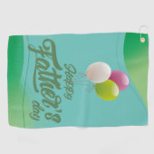 Golfhanddoek met ballonnen erop Happy Vaderdag (Horizontaal)