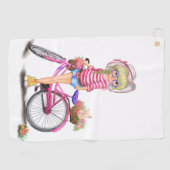 Golfhanddoek met roze bike (Horizontaal)