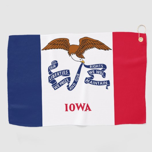 Golfhanddoek met vlag van Iowa, Verenigde Staten (Horizontaal)