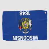 Golfhanddoek met vlag van Wisconsin State, Verenig (Horizontaal)