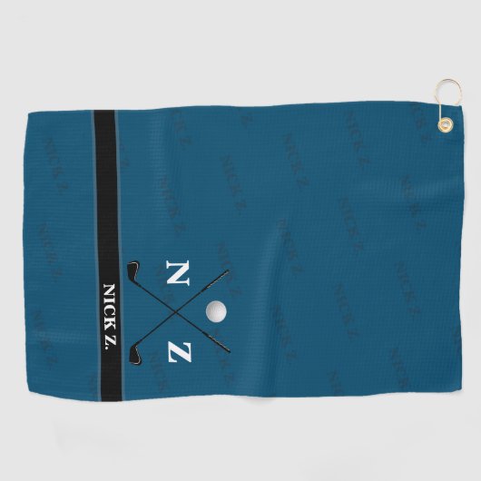 Golfhanddoek met zijn naam & initialen (stijlvol b (Horizontaal)