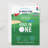 Golfhole in One First Birthday Invite Fun Kaart (Voorkant)