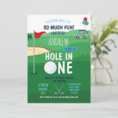 Golfhole in One First Birthday Invite Fun Kaart (Staand voorkant)