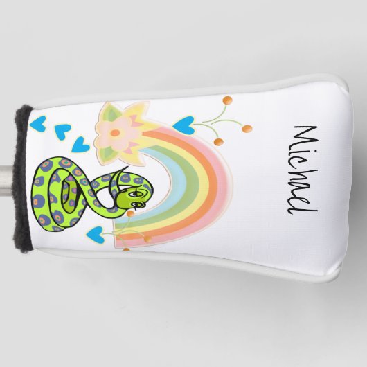 Golfhoofd Hoesje Snake Regenboog Golfheadcover (Voorkant)