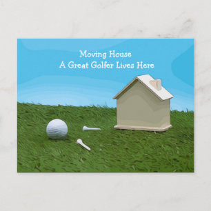 Golfhuis met een geweldige golfer woont hier briefkaart