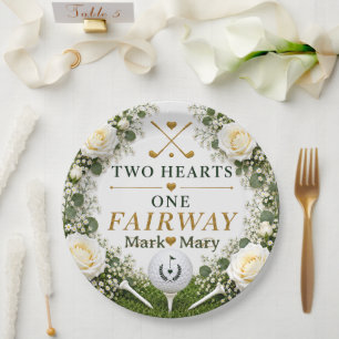 Golfhuwelijk Twee Harten Eén Fairway Papieren Bordje