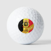 Golfing België & Monogram, Belgische vlag /golden Golfballen (Voorkant)