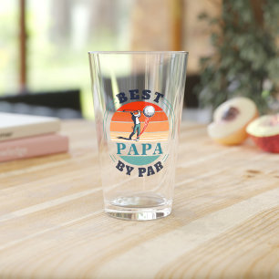 Golfing Dad Best Papa van Par Retro Birthday Glas