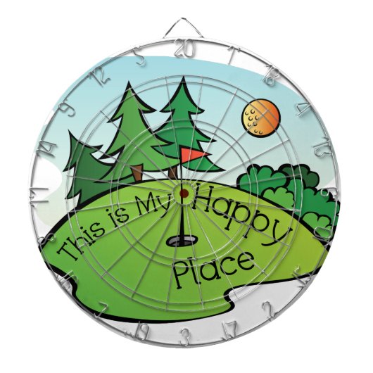 Golfing Golf Course Hole Happy Place Dartbord (Voorkant)