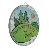 Golfing Golf Course Hole Happy Place Dartbord (Voorkant Links)