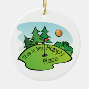 Golfing Golf Course Hole Happy Place Keramisch Ornament