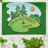 Golfing Golf Course Hole Happy Place Theedoek (Gevouwen)