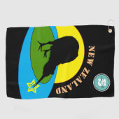 Golfing Kiwi Bird & New Zealand Sports Golfhanddoek (Horizontaal)