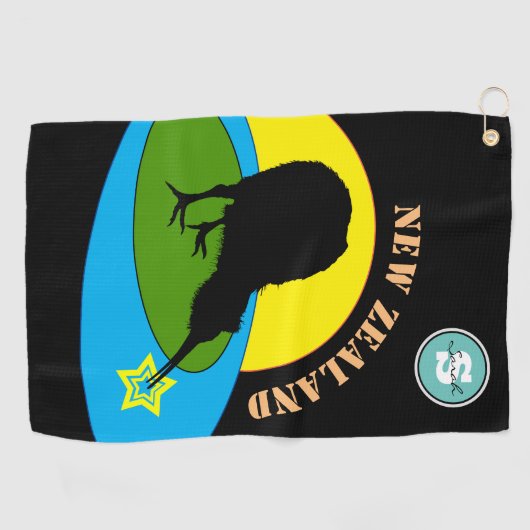 Golfing Kiwi Bird & New Zealand Sports Golfhanddoek (Horizontaal)