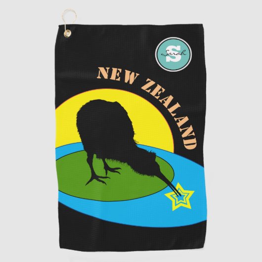 Golfing Kiwi Bird & New Zealand Sports Golfhanddoek (Voorkant)