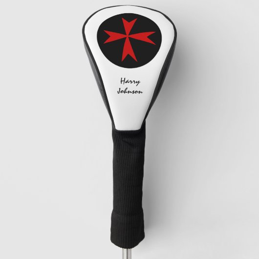 Golfing Malta vlag & monogramme Maltese Cross Go Golfheadcover (Voorkant)