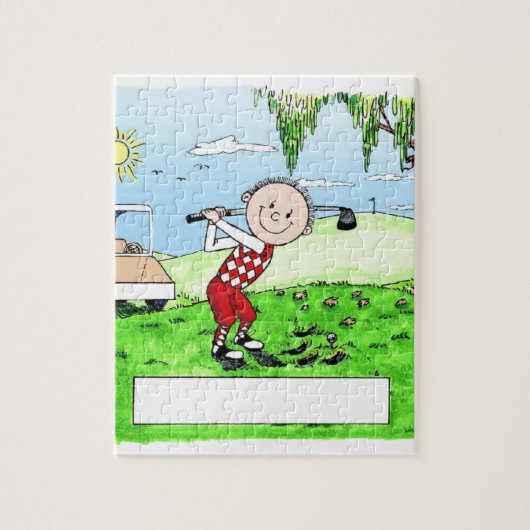 Golfing, man-gepersonaliseerde Friendly Folks Cart Legpuzzel (Verticaal)